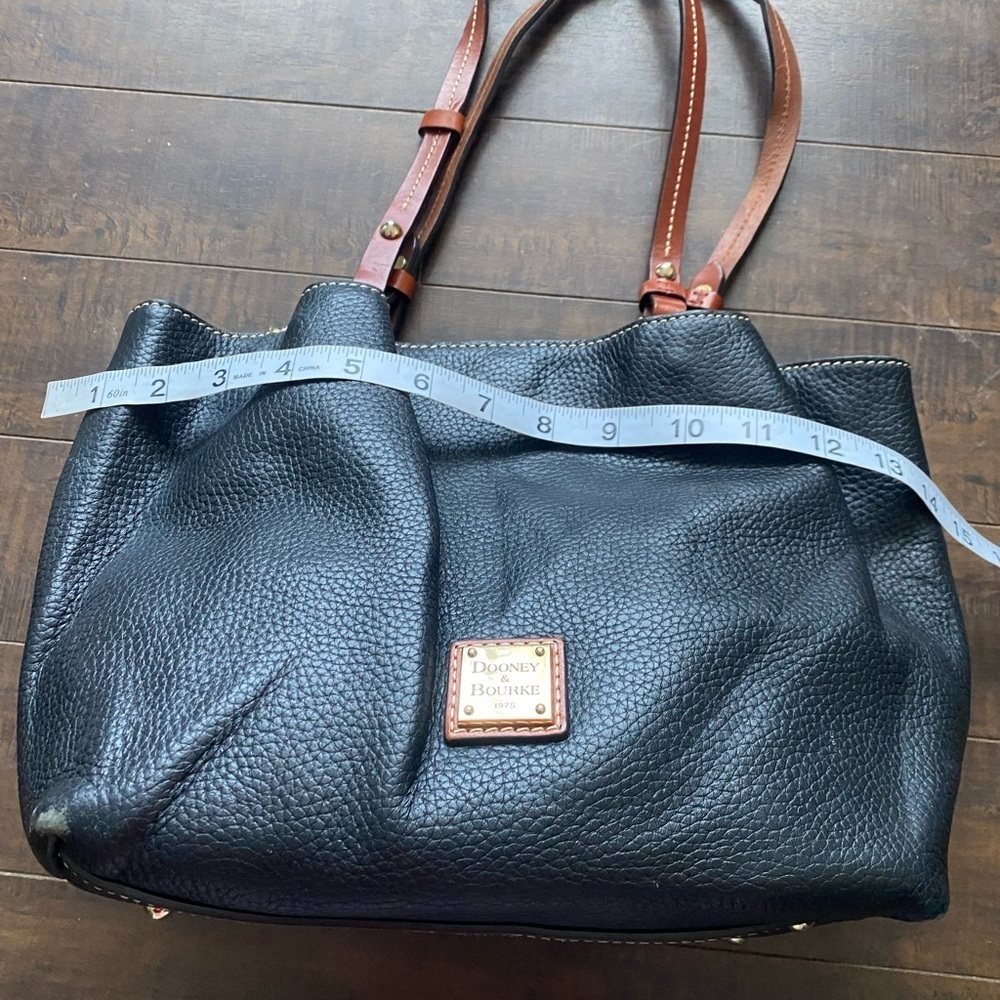 Dooney & Bourke Black Leather Shoulder Bag with Brown Handles - Picture 8 of 14